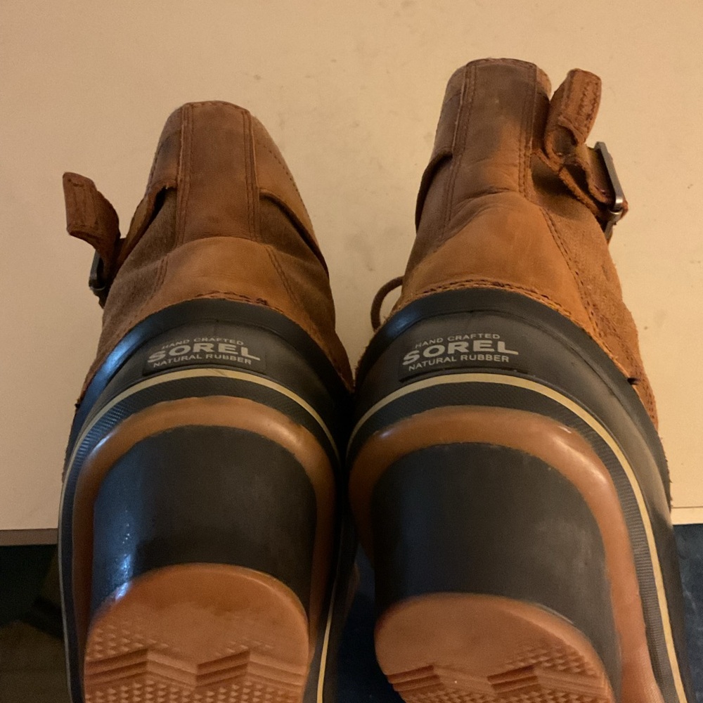 Sorel women chestnut brown suede rubber waterproof duck short boots 9 - Picture 5 of 12